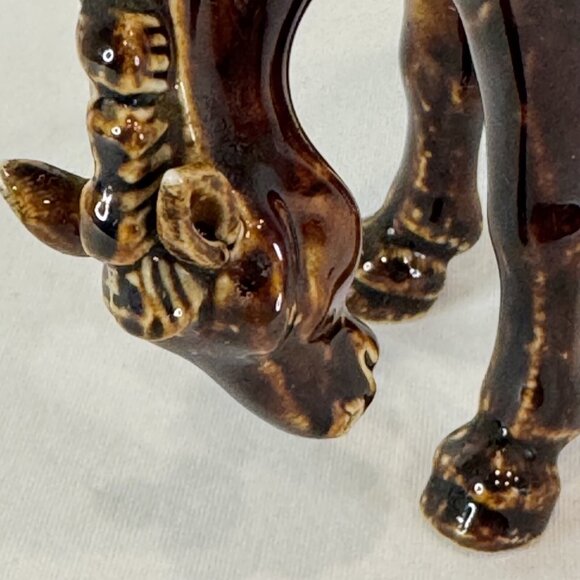 Vintage Rich Dark Brown Glazed Porcelain Horse Figurine - Picture 8 of 10